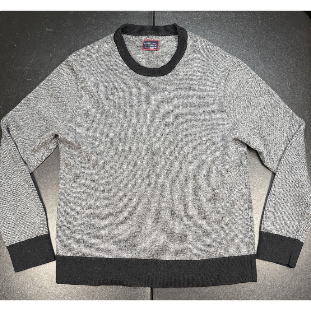 UNTUCKIT 100% EXTRA FINE MERINO WOOL CREWNECK SWEATER BOYS YOUTH SIZE XL GREY